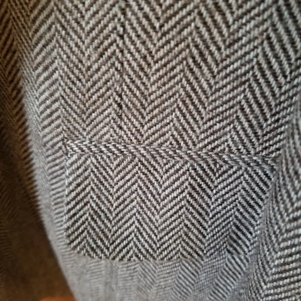 Vintage Joe Namath Signature collection brown herringbone wool blend blazer 50B
